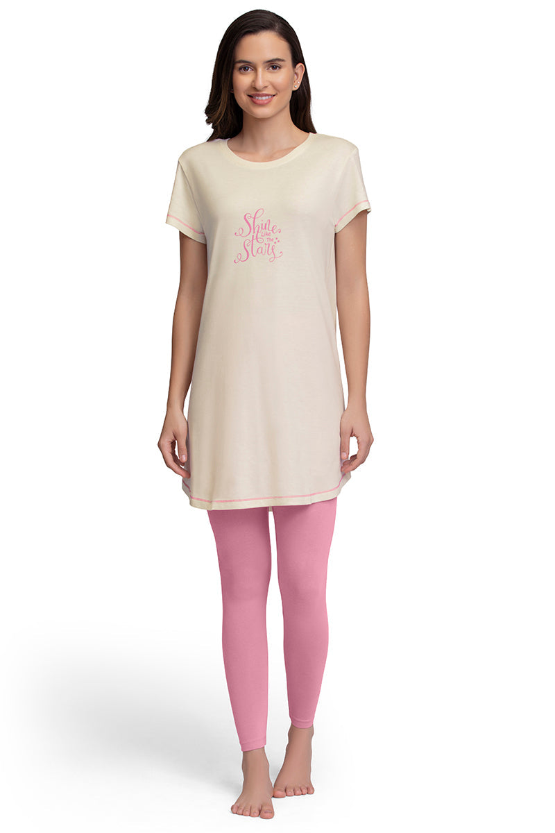 Scoop Neck Sleep Tunic - Whitesmoke