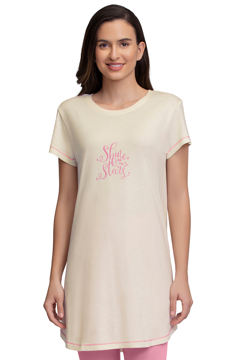 Scoop Neck Sleep Tunic - Whitesmoke