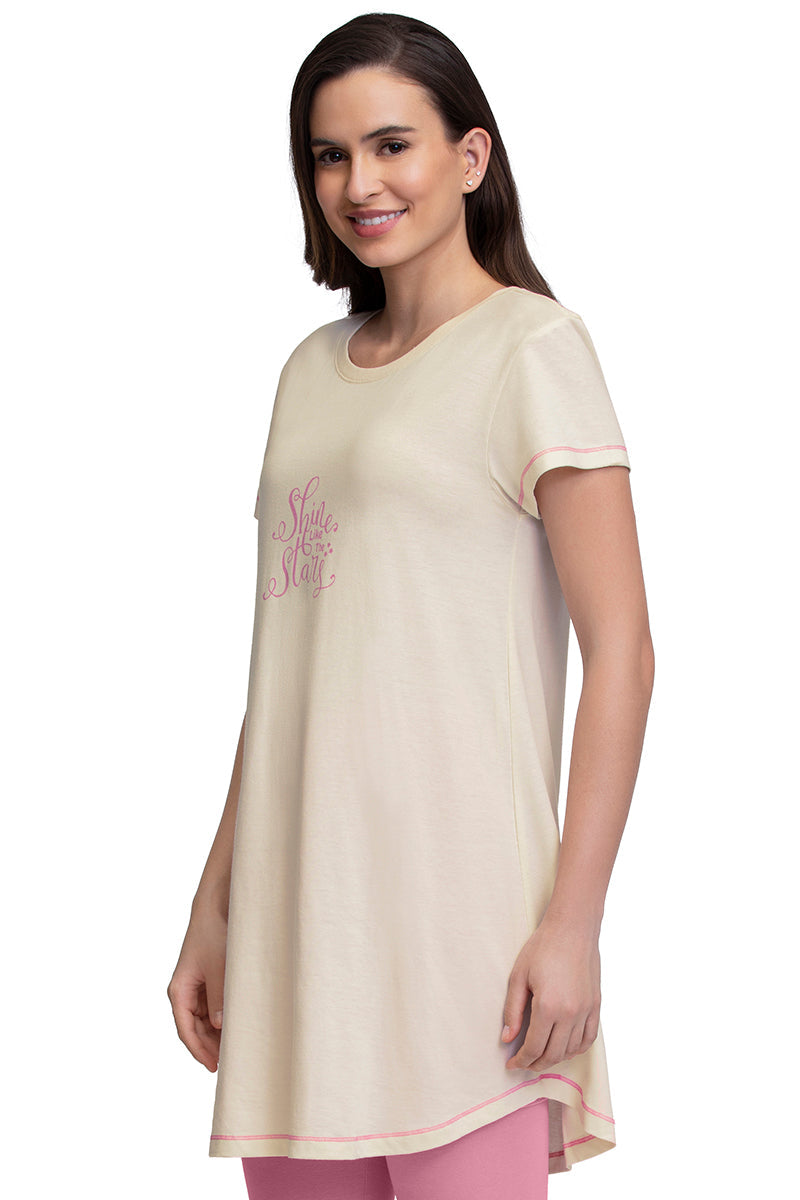 Scoop Neck Sleep Tunic - Whitesmoke