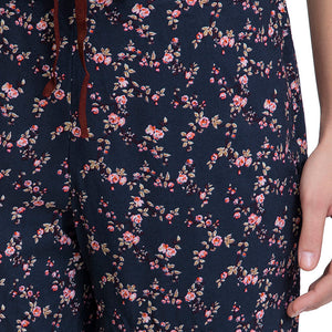 Capri Length Pyjama Bottom - Floral Pr Navy