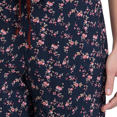 Capri Length Pyjama Bottom - Floral Pr Navy