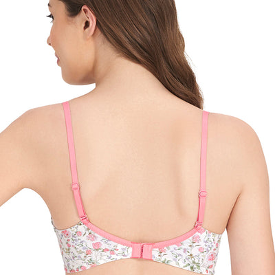 Smooth Charm Padded Non-Wired Printed T-Shirt Bra - Floral Whimsy Pr