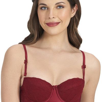 Eternal Bliss Beautiful Dreamer Padded Wired Balconette Bra - Henna