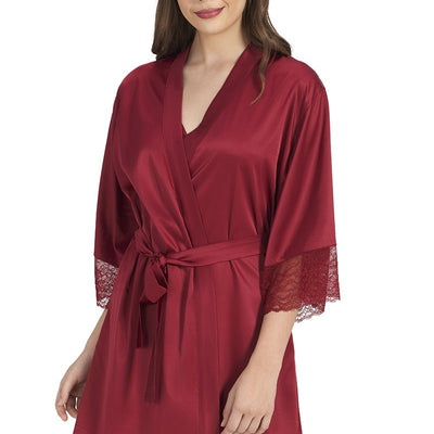 Eternal Bliss Beautiful Dreamer Satin Lace Robe - Henna