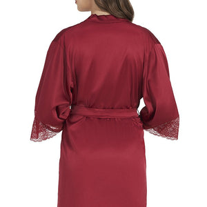 Eternal Bliss Beautiful Dreamer Satin Lace Robe - Henna