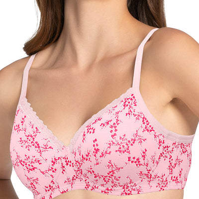 Cotton Casual Padded Non-wired Printed T-shirt Bra - Pink Nectar Pr