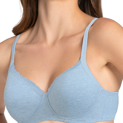 Cotton Casual Padded Non-wired T-shirt Bra - Soft Chambray Marl