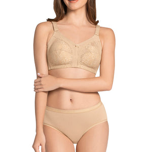 Magic Support Non-padded Non-wired Lace Bra - Sandalwood