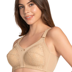 Magic Support Non-padded Non-wired Lace Bra - Sandalwood