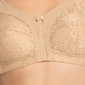 Magic Support Non-padded Non-wired Lace Bra - Sandalwood