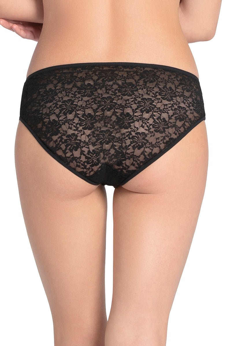 Floral Romance Low Rise Bikini Panty - Black-Sea Pink