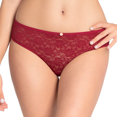 Floral Romance Low Rise Bikini Panty - Rumba Red-Impatiens Pink