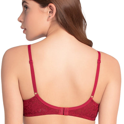 Floral Romance Padded Wired Lace Bra - Rumba Red-Impatiens Pink