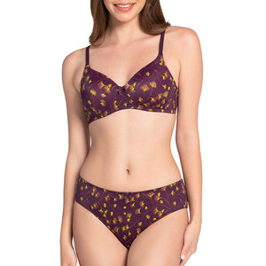 Smooth Charm Padded Non-Wired T-shirt Bra - Linear Floral Print