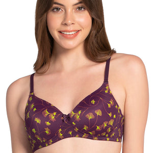 Smooth Charm Padded Non-Wired T-shirt Bra - Linear Floral Print