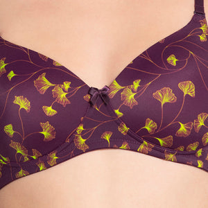 Smooth Charm Padded Non-Wired T-shirt Bra - Linear Floral Print