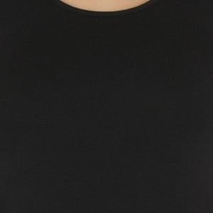 Broad Strapped Body Hugging Tank Top - Black