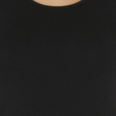 Broad Strapped Body Hugging Tank Top - Black