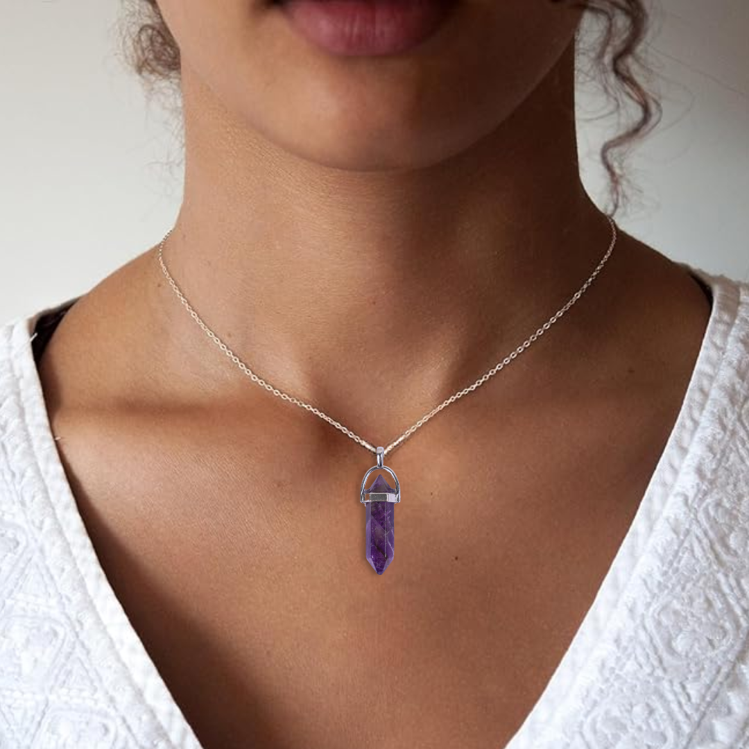 Amethyst Double Terminated Pencil Pendant