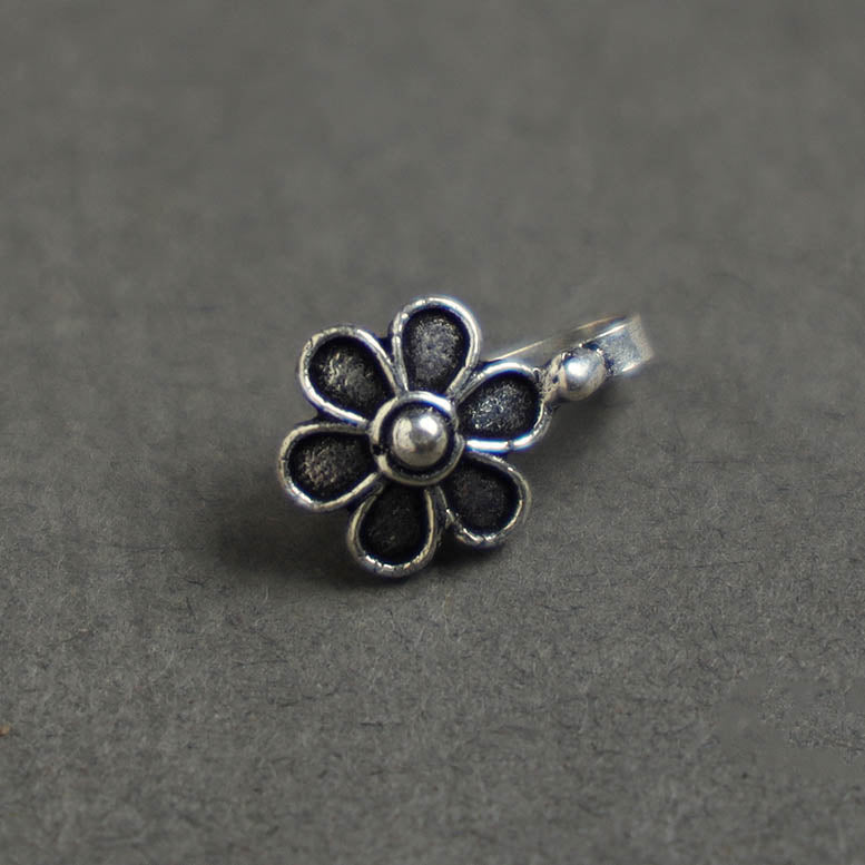 Antique Finish Oxidised White Metal Nosepin 17