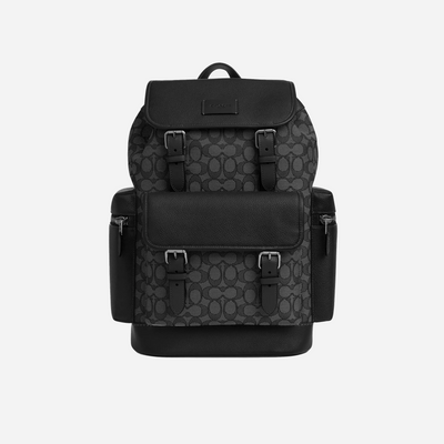 Coach Sprint Backpack In Signature Jacquard signature canvas/Silver/Charcoal/Blacki