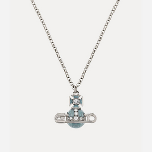Vivienne Westwood Kitty Pendant Necklace Platinum-White-Crystal-Pacific-Opal-Enamel
