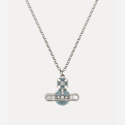Vivienne Westwood Kitty Pendant Necklace Platinum-White-Crystal-Pacific-Opal-Enamel
