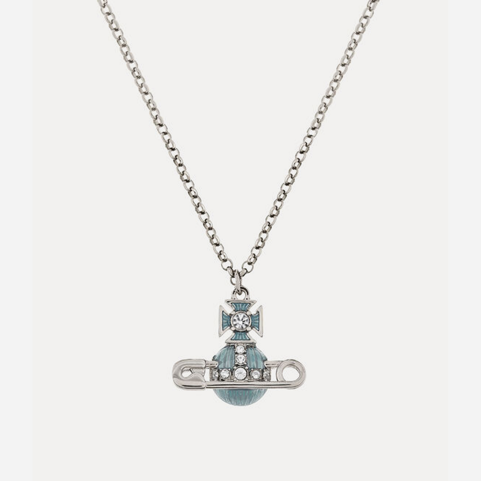 Vivienne Westwood Kitty Pendant Necklace Platinum-White-Crystal-Pacific-Opal-Enamel
