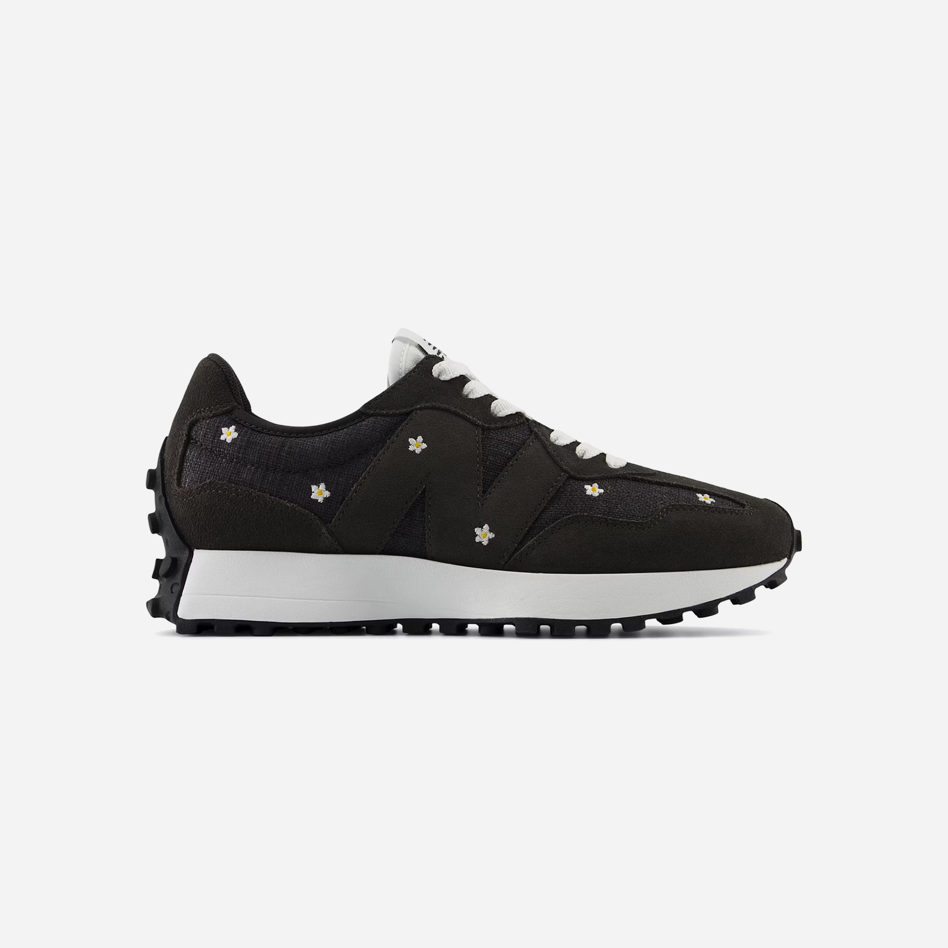 New Balance 327 Black Cement Floral Embroidery WMNS