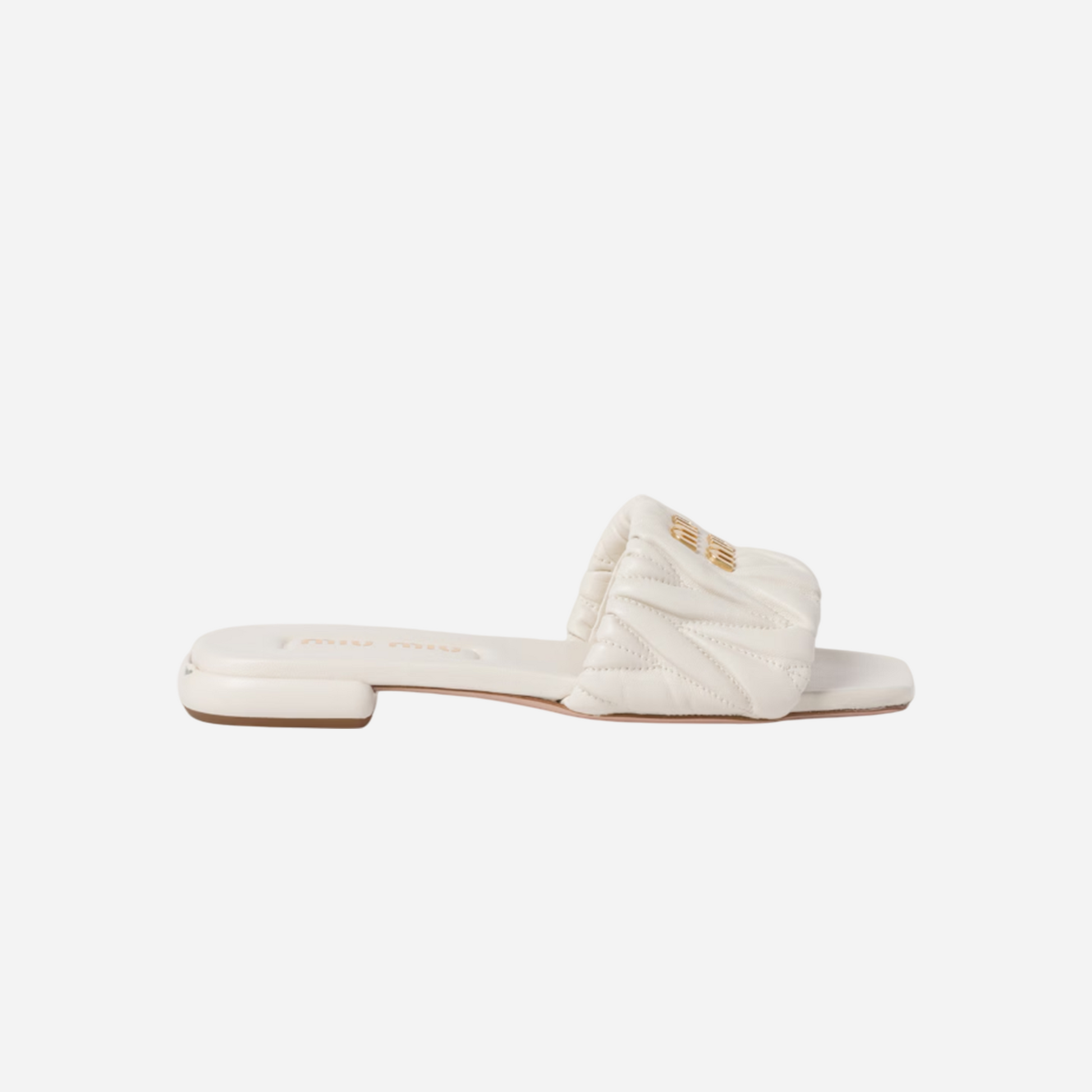 Miu Miu Leather Slides White