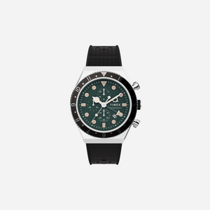 Q Timex 3-Time Zone Chronograph 40mm Synthetic Rubber Strap Green Watch