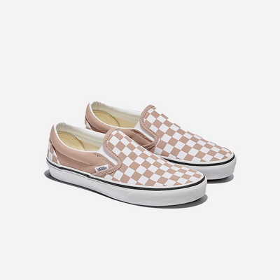 Vans Classic Slip-On Checkerboard Shoe Warm Taupe Brown / White