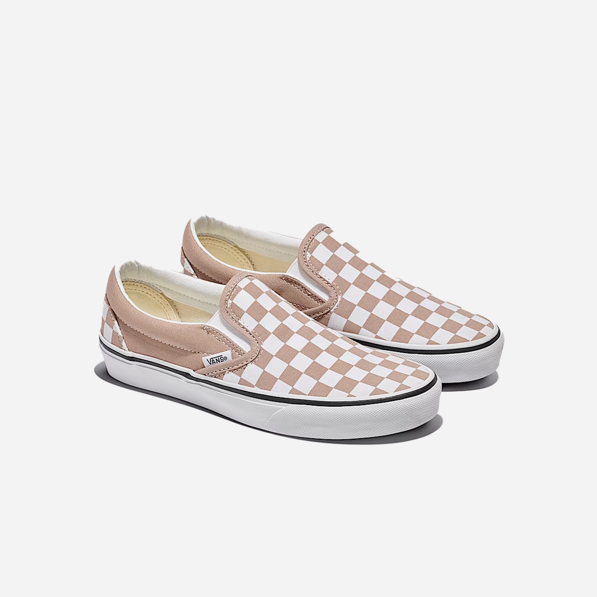 Vans Classic Slip-On Checkerboard Shoe Warm Taupe Brown / White