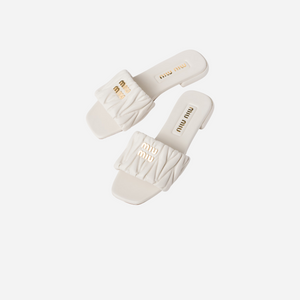 Miu Miu Leather Slides White