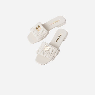 Miu Miu Leather Slides White