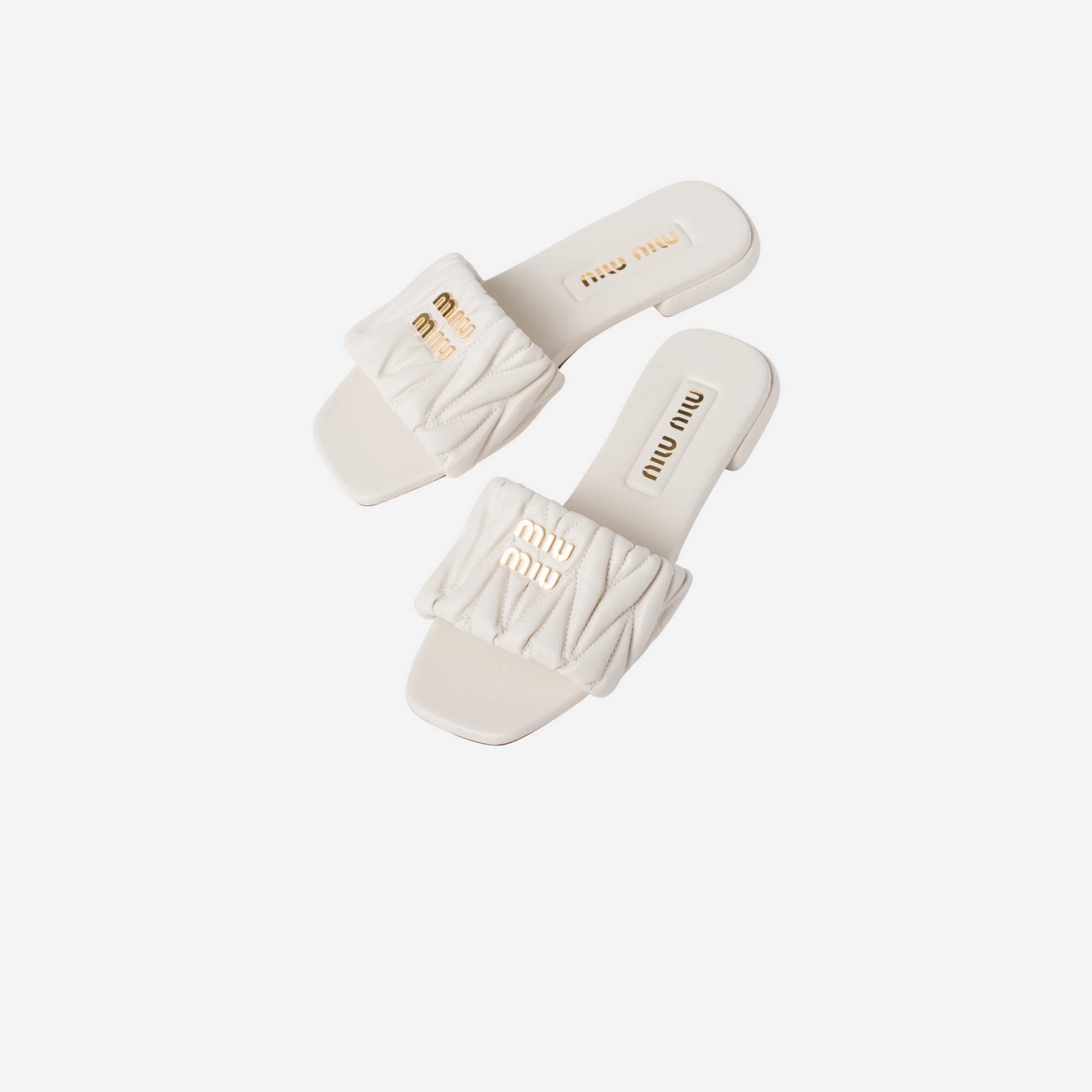 Miu Miu Leather Slides White