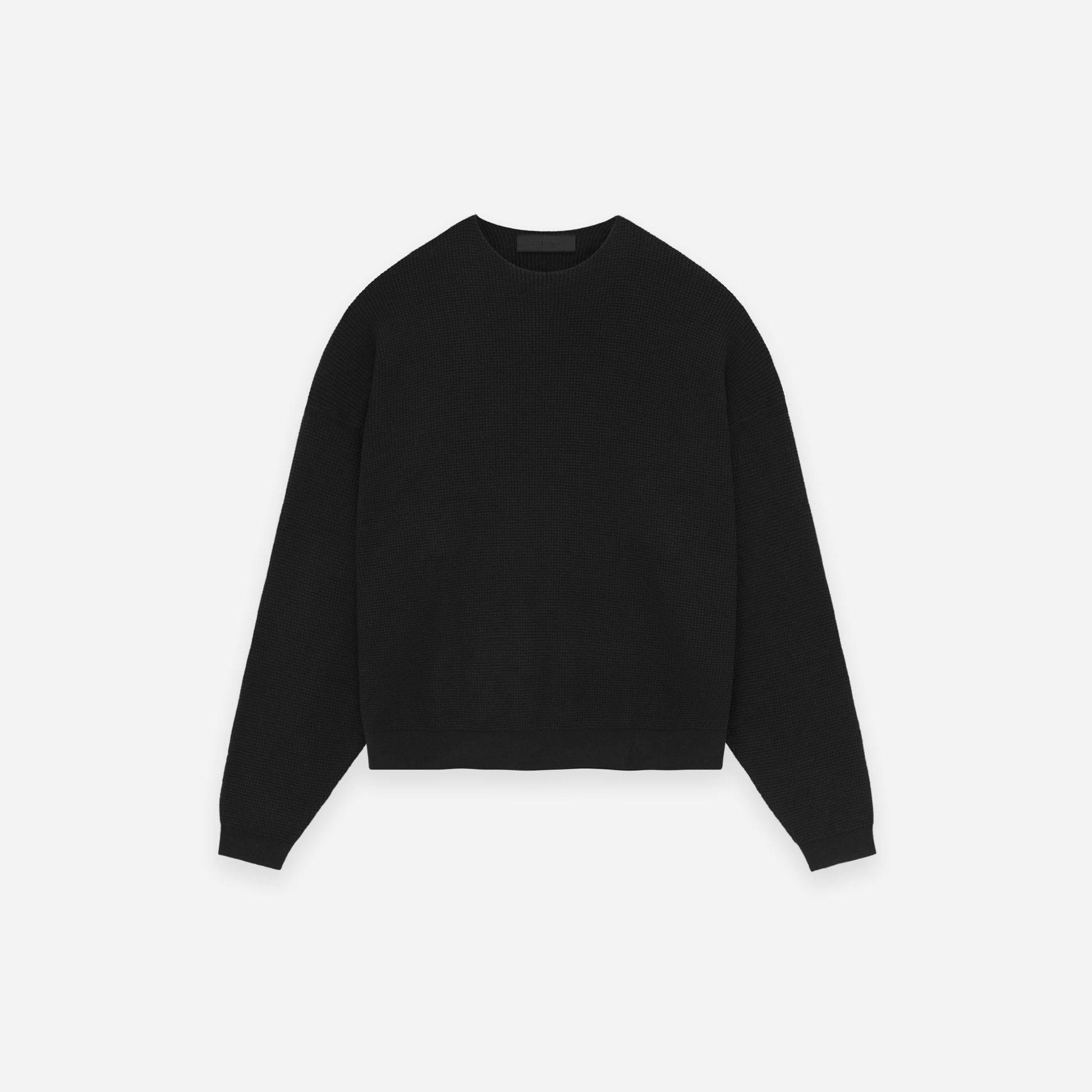 Fear Of God Essentials SS25 Waffle Crewneck Sweater Black