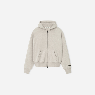 Fear Of God Essentials SS25 Classic Fleece Zip-Up Hoodie- Heather Stone