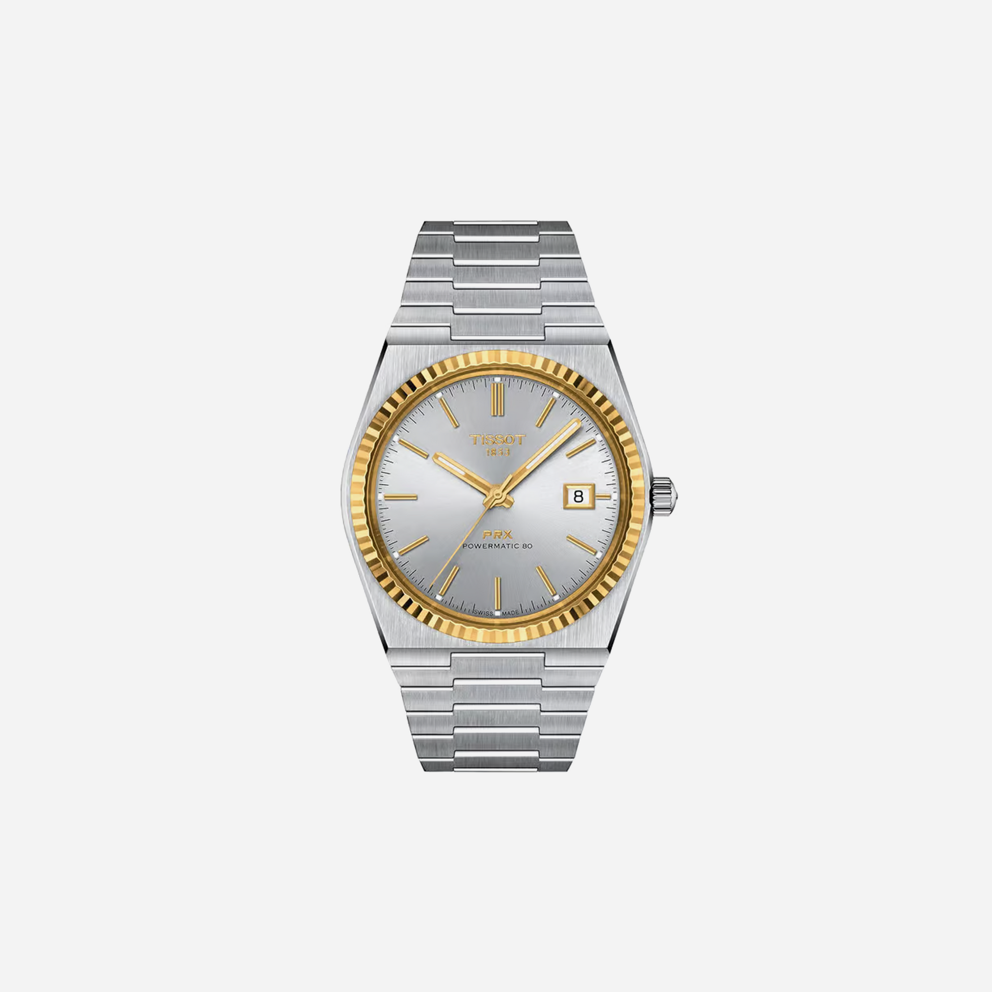 Tissot PRX Powermatic 80 40mm Silver Dial Grey Stainless Steel Steel & 18K Gold Bezel Automatic Watch