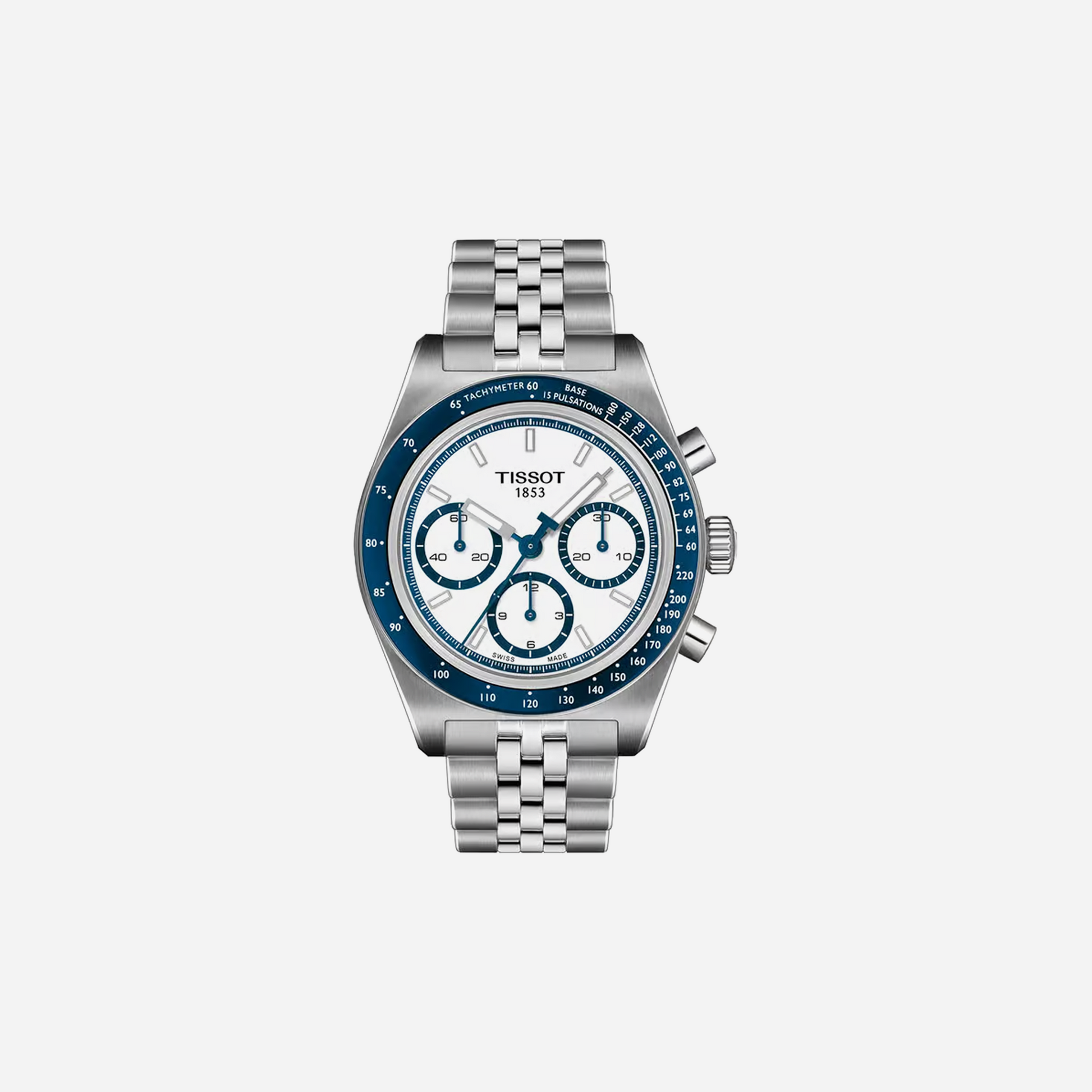 Tissot PR516 Automatic Chronograph White Dial 42mm Grey Stainless Steel Bracelet Watch