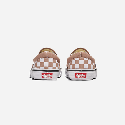 Vans Classic Slip-On Checkerboard Shoe Warm Taupe Brown / White