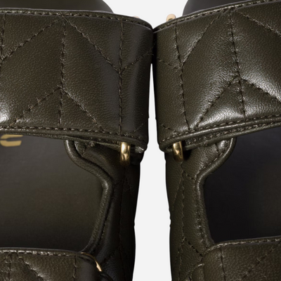 Miu Miu Leather Sporty Slides Loden Green
