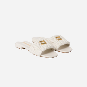 Miu Miu Leather Slides White