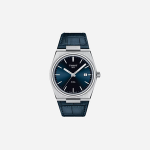 Tissot PRX Blue Dial 40mm Stainless Steel Quartz Watch with Leather Strap