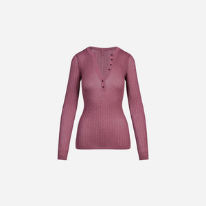 SKIMS Sheer Knit Long Sleeve Henley Beet