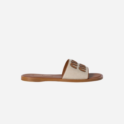 Miu Miu Canvas and Leather Slides