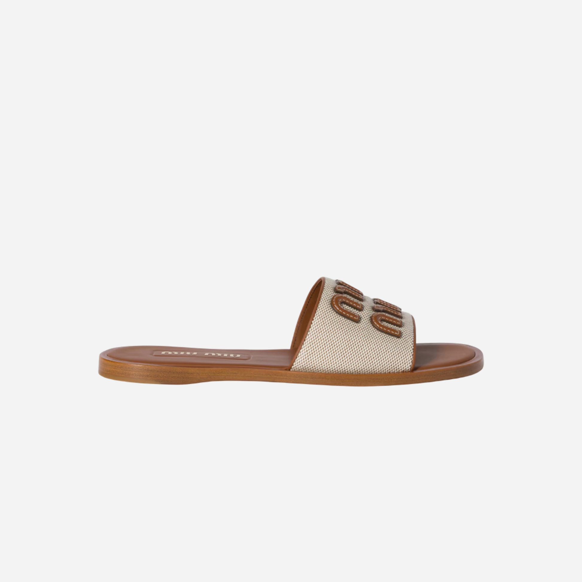 Miu Miu Canvas and Leather Slides