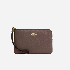COACH Corner Zip Wristlet Gold/Dark Stone
