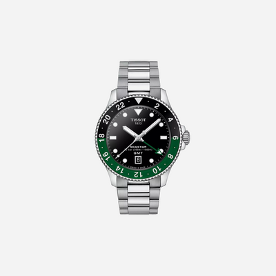 Tissot Seastar 1000 Quartz GMT Black Dial Stainless Steel Bracelet 40mm