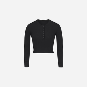 Skims Long Sleeve Crop Henley Cotton Rib